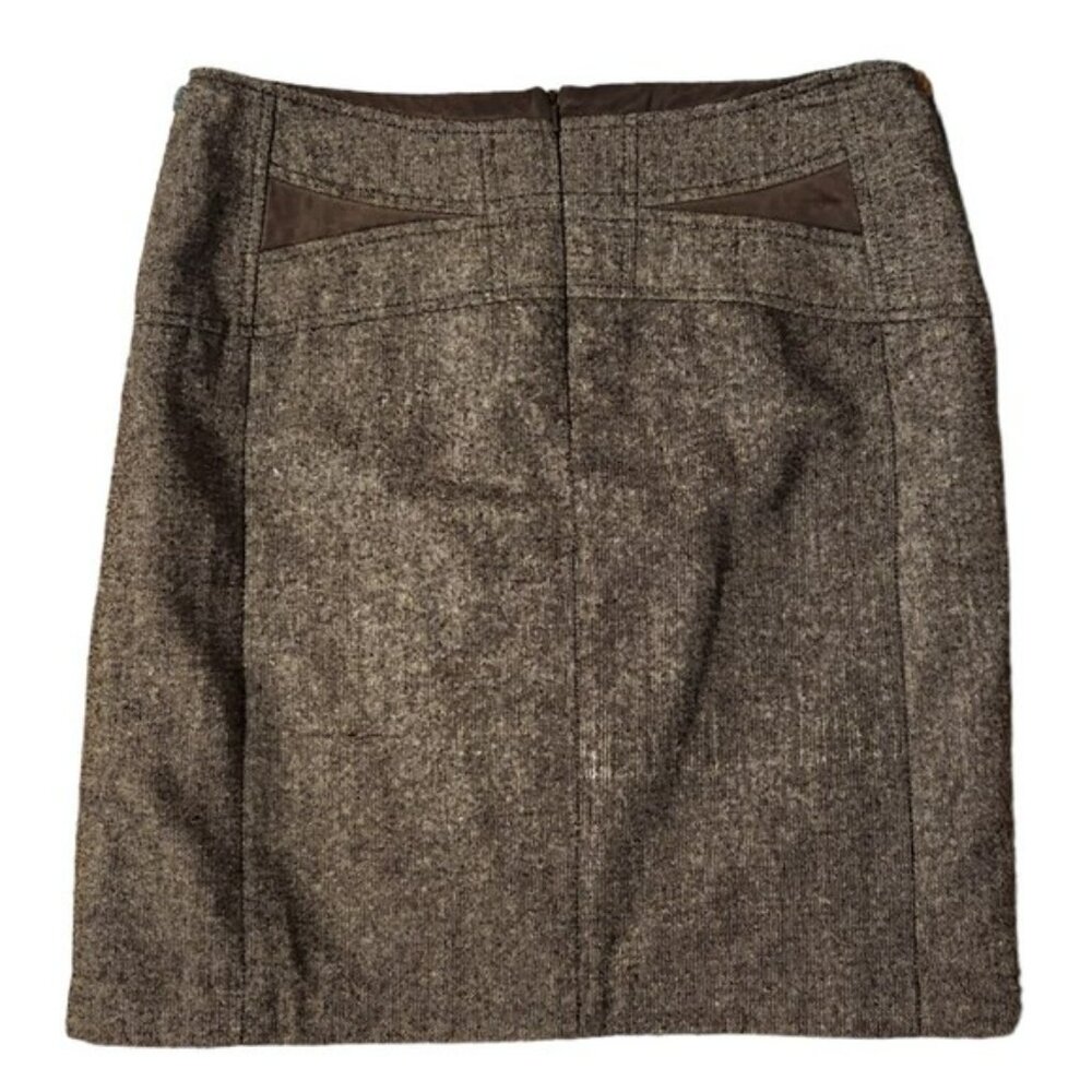Dalia Collection Pencil Skirt Wool Blend Lined Brown w/ White Womens Size 6 - Picture 2 of 5